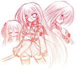  alastor_(shakugan_no_shana) gradient jewelry long_hair lowres midriff monochrome orange_(color) pendant red shakugan_no_shana shana thighhighs very_long_hair yamu_(reverse_noise) zettai_ryouiki 