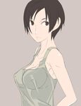  breasts cleavage copyright_request covered_nipples ghost-q medium_breasts short_hair solo 