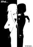  artist_request black_vs_white copyright_request digital_media_player greyscale ipod ipod_ad monochrome multiple_girls silhouette yuri 