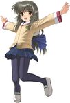  clannad hikarizaka_private_high_school_uniform ibuki_fuuko long_hair low-tied_long_hair mocha_(snowflake) pantyhose school_uniform solo white_background 