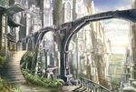  cityscape copyright_request k_kanehira no_humans plant ruins scenery stairs 