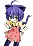  animal_ears blush cat_ears grune kyouran_kazoku_nikki midarezaki_kyouka simple_background solo tail thighhighs 