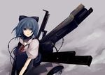  bad_id bad_pixiv_id bow cable chise_(saishuu_heiki_kanojo) cirno cloud crossover mecha mecha_musume pale_skin parody riku_(wana) saishuu_heiki_kanojo solo touhou wind 