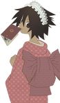  anonymous_soup dark_skin highres japanese_clothes kimono looking_back sayonara_zetsubou_sensei sekiutsu_maria_tarou solo transparent_background vector_trace 