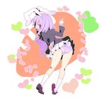  animal_ears bad_id bad_pixiv_id bent_over bunny_ears from_behind lavender_hair long_hair looking_back numeri one_eye_closed open_mouth panties pantyshot pink_eyes pointing purple_hair reisen_udongein_inaba skirt smile socks solo striped striped_panties touhou underwear 