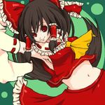  bangs brown_hair hakurei_reimu kasetsu lowres ribbon solo touhou 