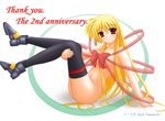  blonde_hair fate_testarossa long_hair lyrical_nanoha mahou_shoujo_lyrical_nanoha_strikers nude solo thighhighs yamaguchi_ugou 