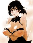  black_hair blush breasts huge_breasts lips nipples pout sekigan_juu_mitsuyoshi short_hair solo st-retcher 