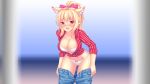  animal_ears blonde_hair blush breasts cleavage fast-runner-2024 hair_ribbon orange_eyes original photoshop ponytail tiffy underwear 