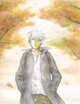  artist_request cigarette ginko hair_over_one_eye male_focus mushishi smoking solo 
