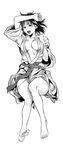  bad_id bad_pixiv_id barefoot breasts copyright_request face feet greyscale hands highres huge_breasts japanese_clothes kimono kishizuka_kenji lying monochrome open_clothes screentones solo toes 