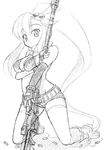  greyscale gun kagura_yuuki long_hair monochrome solo tengen_toppa_gurren_lagann thighhighs weapon yoko_littner 