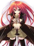  alastor_(shakugan_no_shana) cape jewelry pendant red_hair sakuraminto school_uniform shakugan_no_shana shana thighhighs zettai_ryouiki 