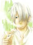  artist_request cigarette ginko hair_over_one_eye male_focus mushishi smoking solo 