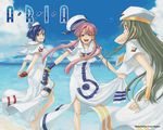  aika_granzchesta alice_carroll aria beach cloud day hat mizunashi_akari multiple_girls ocean outdoors sky wind yuuryuu_nagare 