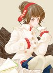  bad_id bad_pixiv_id brown_hair copyright_request eating fashion food hairband headphones kyuusugi_toku sandwich solo 