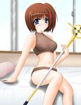  bra hair_ornament lingerie lyrical_nanoha mahou_shoujo_lyrical_nanoha_strikers panties schwertkreuz solo staff underwear underwear_only x_hair_ornament yagami_hayate yamaguchi_ugou 