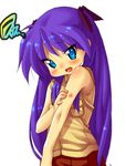  blue_eyes blush bug_bite hiiragi_kagami kink long_hair lucky_star purple_hair solo 