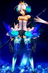  armor armored_dress bad_id bad_pixiv_id bare_shoulders blue blue_background boots chako_nejio crown dress gwendolyn hat multicolored multicolored_wings odin_sphere purple_eyes strapless strapless_dress thigh_boots thighhighs tube_dress white_hair wings 