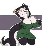  ? anthro big_breasts big_tail blizzard_entertainment bottomless breasts cleavage clothed clothing female furgonomics furry-specific_piercing nheza_(7th-r) non-mammal_breasts piercing reptile scalie sethrak simple_background snake snake_hood solo sweater thegentlebro thick_tail video_games warcraft 