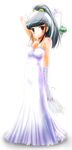  bare_shoulders breasts bride cleavage collarbone copyright_request dress looking_at_viewer marneko medium_breasts simple_background solo standing veil wedding_dress white_background white_dress 