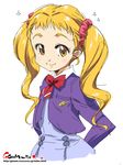  blonde_hair kasugano_urara_(yes!_precure_5) l'ecole_des_cinq_lumieres_school_uniform oekaki onija_tarou precure smile solo twintails yellow_eyes yes!_precure_5 