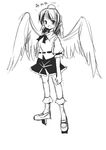  geta greyscale hat looking_at_viewer monochrome open_mouth seo_tatsuya shameimaru_aya smile solo tengu-geta touhou 