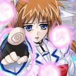  artist_request bangs cool_your_head lowres lyrical_nanoha mahou_shoujo_lyrical_nanoha_strikers solo takamachi_nanoha white_devil 