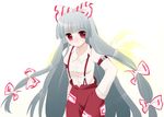  bangs fujiwara_no_mokou long_hair maroppe solo suspenders touhou 