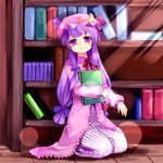  book crescent hat long_hair low-tied_long_hair patchouli_knowledge purple_hair solo subaru_(yachika) touhou 
