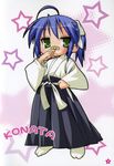  absurdres ahoge bandaid bandaid_on_nose black_hakama bow hair_bow hakama highres izumi_konata japanese_clothes lucky_star solo yoshimizu_kagami 