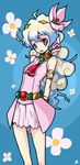  armlet bracelet cloud_hair dress flower hair_flower hair_ornament jewelry long_hair multicolored_hair nia_teppelin pink_skirt shirono skirt sleeveless solo tengen_toppa_gurren_lagann 