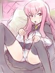  face ha-ru long_hair louise_francoise_le_blanc_de_la_valliere panties pantyshot pink_hair sketch solo thighhighs underwear zero_no_tsukaima 