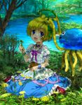  :d bianca's_daughter blonde_hair blue_eyes blush bob_cut bow child corset dandelion dragon_quest dragon_quest_v dress flat_chest flower flying frills hair_bow head_wreath jellyfish jewelry mary_janes mutsuki_(moonknives) nature necklace on_ground open_mouth outdoors ribbon rose shade shoes short_hair sitting smile socks solo tentacles tree tree_shade water wristband 