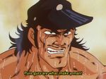  male_focus manly sakigake!!_otokojuku screencap solo subtitled sweat 