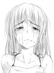  akane_yuki crying crying_with_eyes_open greyscale long_hair looking_at_viewer monochrome original sad sketch solo tears upper_body wavy_mouth 
