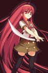  1girl alastor_(shakugan_no_shana) jewelry oryou pendant red_hair school_uniform serafuku shakugan_no_shana shana sword thighhighs weapon zettai_ryouiki 