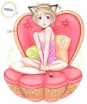  29_(artist) animal_ears barefoot blue_eyes cat_ears copyright_request fish flat_chest mouse pillow solo 