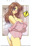  blush breasts copyright_request large_breasts long_hair nipples open_clothes open_shirt panties r1 shirt solo underwear 