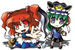  bad_id bad_pixiv_id chibi ghost green_hair hat multiple_girls nekoyu onozuka_komachi red_hair rod_of_remorse scythe shiki_eiki touhou 