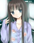  black_hair blue_eyes copyright_request hime_cut long_hair pajamas sketch smile solo yatosaki_haru 