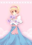  alice_margatroid bad_id bad_pixiv_id bellflower blonde_hair flower mizuse_ruka pink_background solo touhou 
