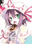  doughnut eating fang food green_eyes hat lowres merry_nightmare pointy_ears purple_hair ribbon solo ushiki_yoshitaka yumekui_merry 