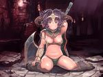  armor axe bikini bikini_armor copyright_request fantasy horns kichin_yarou no_lineart solo swimsuit warrior weapon 