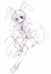  animal_ears bunny_ears monochrome purple reisen_udongein_inaba seo_tatsuya sketch solo thighhighs touhou 