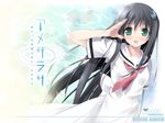  amesarasa black_hair chiyokawa_rin dress hair_ornament hairclip highres kantoku sailor_dress school_uniform solo wallpaper 