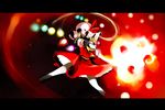  bad_id bad_pixiv_id blonde_hair crazy crazy_eyes crazy_smile fire flandre_scarlet grin hat kintaro laevatein letterboxed ribbon short_hair smile solo touhou wings 