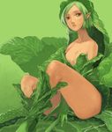  cabbage green_eyes green_hair no_bra original personification pointy_ears solo toro_(konirio) 