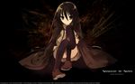  alastor_(shakugan_no_shana) black_hair brown_eyes cape highres itou_noiji jewelry long_hair pendant shakugan_no_shana shana sitting solo thighhighs wallpaper 