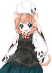  animal_ears bell brown_hair cat_ears cat_tail chef_hat drill_hair green_eyes hat jingle_bell namori original paw_pose short_hair solo tail toque_blanche twin_drills twintails 